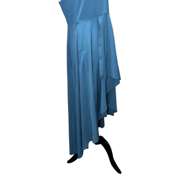 Halara Breezeful Strappy Backless Shirred Midi Assymetriacal Hem Dress Sz XL Blu - Picture 15 of 16